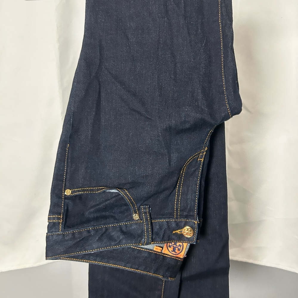 Tory Burch Women's Dark Indigo Slim Straight Jeans